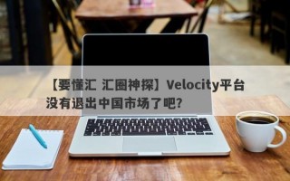 【要懂汇 汇圈神探】Velocity平台没有退出中国市场了吧？
